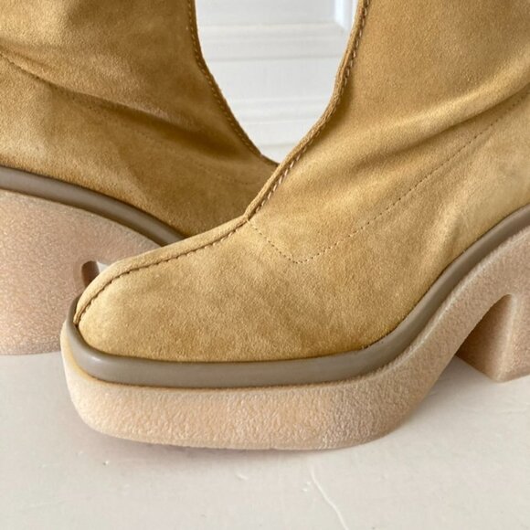 NWOT Free People Gigi Beige Suede Heeled Ankle Boots Sz 36.5 - Picture 2 of 9